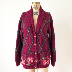 Vintage 1990 Susan Bristol Cardigan Sweater - Medium